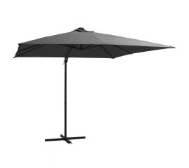 Umbrelă suspendată cu led, stâlp din oțel, antracit, 250x250 cm