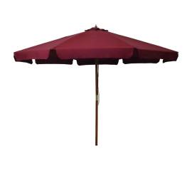 Umbrelă de soare de exterior, stâlp lemn, roșu burgund, 330 cm