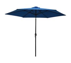 Umbrelă de soare de exterior cu stâlp metalic, azur, 300 cm