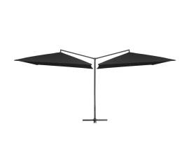 Umbrelă de soare dublă, stâlp din oțel, negru, 250 x 250 cm