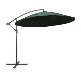 Umbrelă de soare suspendată, verde, 3 m, stâlp de aluminiu