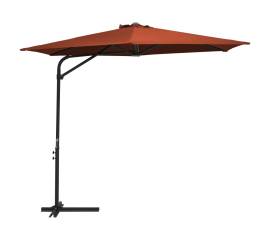 Umbrelă soare de exterior cu stâlp din oțel, cărămiziu, 300 cm
