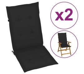 Perne scaun de grădină, 2 buc., negru, 120x50x3 cm