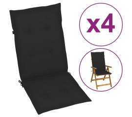 Perne scaun de grădină, 4 buc., negru, 120x50x3 cm