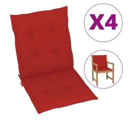 Perne scaun de grădină, 4 buc., roșu, 100x50x3 cm