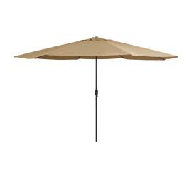 Umbrelă de soare de exterior, stâlp metalic, gri taupe, 400 cm