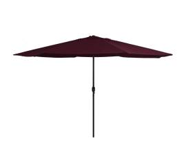 Umbrelă de soare de exterior, stâlp metalic, roșu bordo, 400 cm