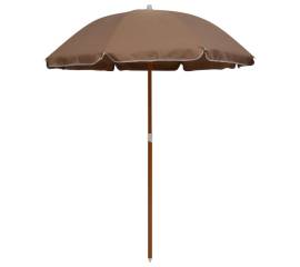Umbrelă de soare cu stâlp din oțel, gri taupe, 180 cm