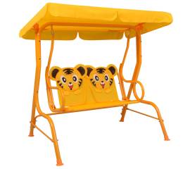 Balansoar pentru copii, galben, 115 x 75 x 110 cm, textil