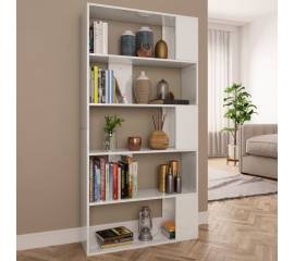 Bibliotecă/separator cameră, alb extralucios, 80x24x159 cm, pal