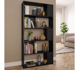 Bibliotecă/separator cameră, negru, 80x24x159 cm, pal