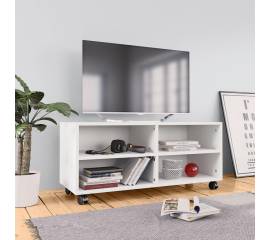 Comodă tv cu rotile, alb, 90x35x35, pal