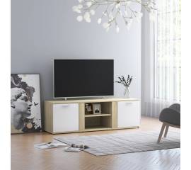 Comodă tv, alb și stejar sonoma, 120 x 34 x 37 cm, pal