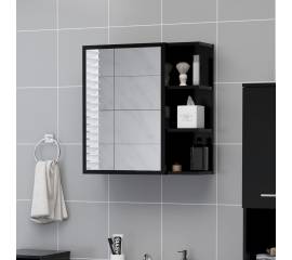 Dulap de baie cu oglindă, negru, 62,5 x 20,5 x 64 cm, pal