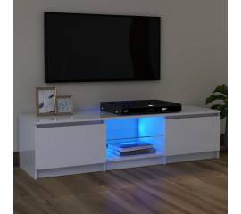 Comodă tv cu lumini led, alb extralucios, 120x30x35,5 cm