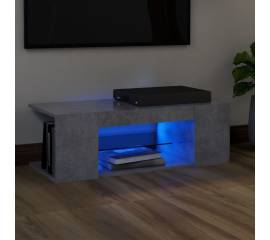 Comodă tv cu lumini led, gri beton, 90x39x30 cm