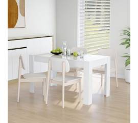 Masă de bucătărie, alb extralucios, 140x74,5x76 cm, pal