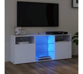 Comodă tv cu lumini led, alb extralucios, 120x30x50 cm