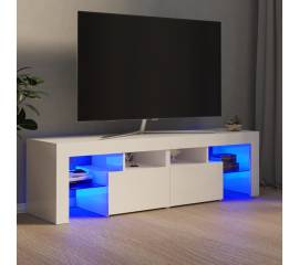 Comodă tv cu lumini led, alb extralucios, 140x35x40 cm