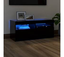 Comodă tv cu lumini led, negru, 90x35x40 cm