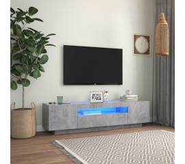 Comodă tv cu lumini led, gri beton, 160x35x40 cm
