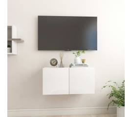 Dulap tv montaj pe perete, alb extralucios, 60x30x30 cm