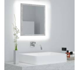 Oglindă de baie cu led, gri beton, 40x8,5x37 cm, pal