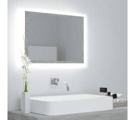 Oglindă de baie cu led, gri beton, 60x8,5x37 cm, pal