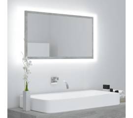 Oglindă de baie cu led, gri beton, 80x8,5x37 cm, pal