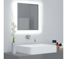 Oglindă de baie cu led, gri extralucios, 40x8,5x37 cm, pal