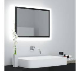 Oglindă de baie cu led, gri extralucios, 60x8,5x37 cm, pal