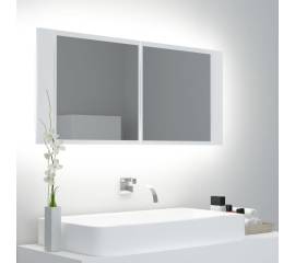 Dulap de baie cu oglindă și led, alb, 100x12x45 cm