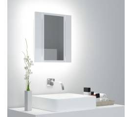 Dulap de baie cu oglindă și led, alb extralucios, 40x12x45 cm
