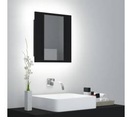 Dulap de baie cu oglindă & led, negru, 40x12x45 cm