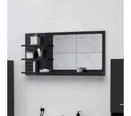 Oglindă de baie, negru extralucios , 90x10,5x45 cm, pal