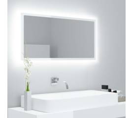 Oglindă de baie cu led, alb extralucios, 90x8,5x37 cm, pal