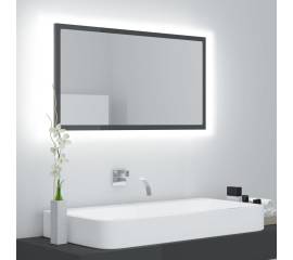 Oglindă de baie cu led, gri extralucios, 80x8,5x37 cm, pal