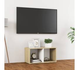 Comodă tv, alb și stejar sonoma, 72x35x36,5 cm, pal