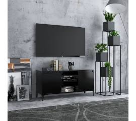 Comodă tv cu picioare metalice, negru, 103,5x35x50 cm