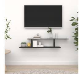 Raft tv cu montaj pe perete, negru, 125x18x23 cm, pal