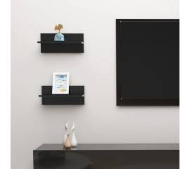 Rafturi de perete, 2 buc., negru extralucios, 40x11,5x18 cm
