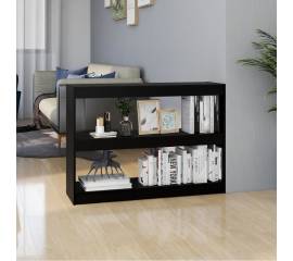 Bibliotecă/separator cameră, negru, 100x30x71,5 cm, lemn de pin