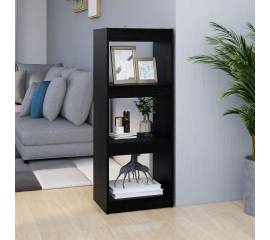 Bibliotecă/separator cameră negru 40x30x103,5 cm lemn masiv pin