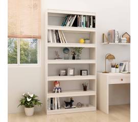 Bibliotecă/separator cameră, alb, 100x30x200 cm, lemn masiv pin