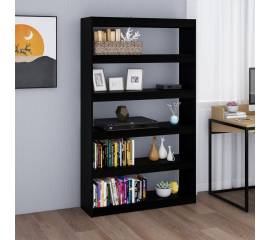 Bibliotecă/separator cameră, negru,100x30x167,5 cm, pin masiv