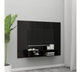 Comodă tv de perete, negru extralucios, 135x23,5x90 cm, pal
