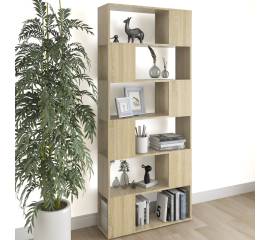 Bibliotecă/separator cameră, stejar sonoma, 80x24x186 cm, pal