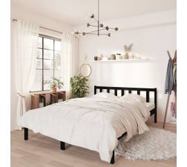 Cadru de pat uk double, negru, 135x190 cm, lemn masiv de pin