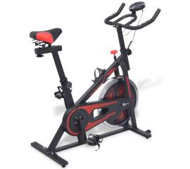 Bicicletă antrenament fitness, cu senzor puls, negru și roșu
