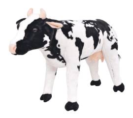 Vacă din pluș de jucărie xxl alb și negru